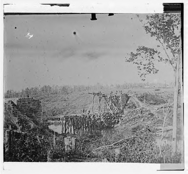 Rebuilding and Orange & Alexandria RR bridge in 1862.