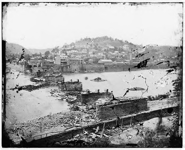 The bridge into Harpers Ferry after its first destruction.